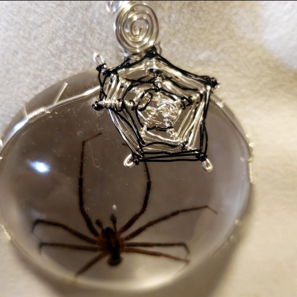 Silver Spider Pendant Necklace - Picture 7 of 7